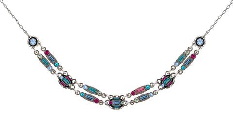 Firefly Mosaics Sky Blue Crystals Double Path Necklace 