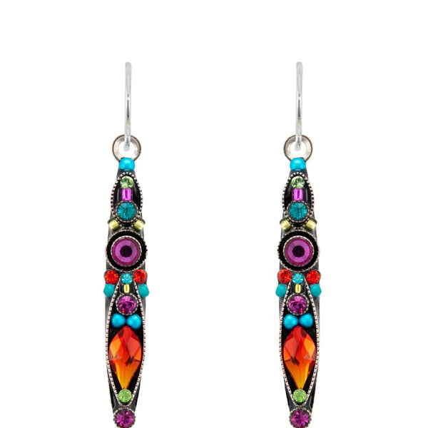 Firefly Mosaics Slender Colorful Crystal Earrings
