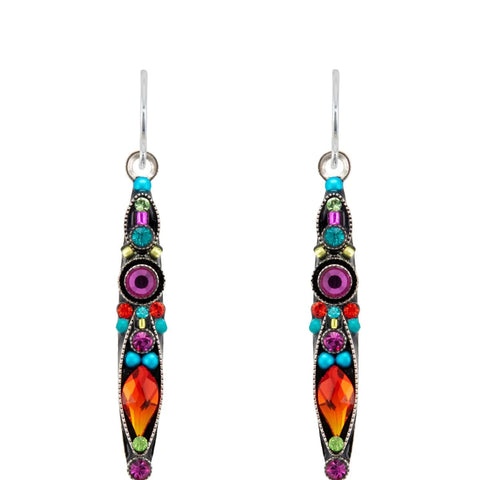 Firefly Mosaics Slender Colorful Crystal Earrings