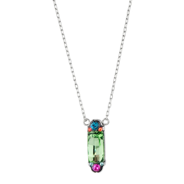 Firefly Mosaics Sparkling Faceted Soft Emerald Geometric Pendant Necklace