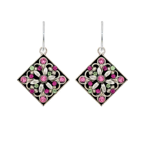 Firefly Mosaics Sparkling Rose Flower Filigree Earrings 