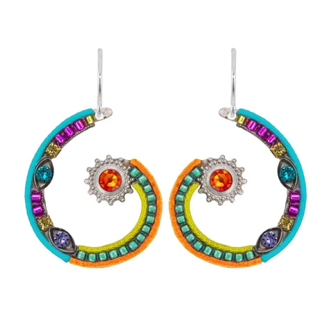 Firefly Mosaics Sunburst Spiral Open Hoop Earrings
