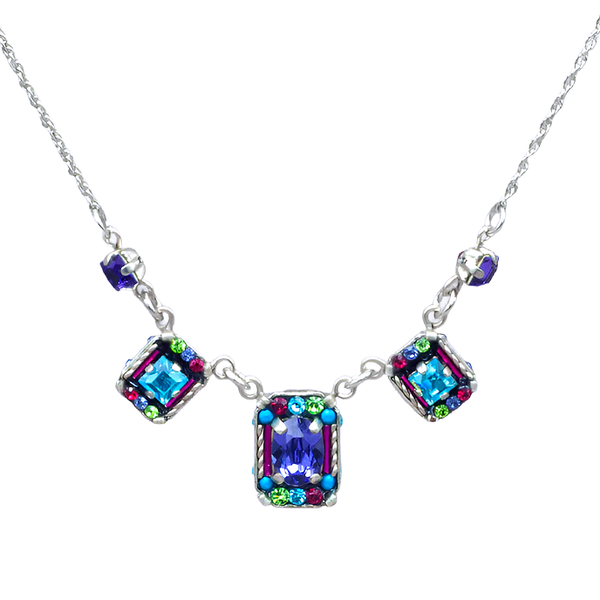 Firefly Mosaics Three Drop Duchess Crystal Necklace