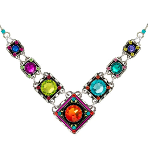 Firefly Mosaics Vibrant Architectural Crystal Elements Necklace