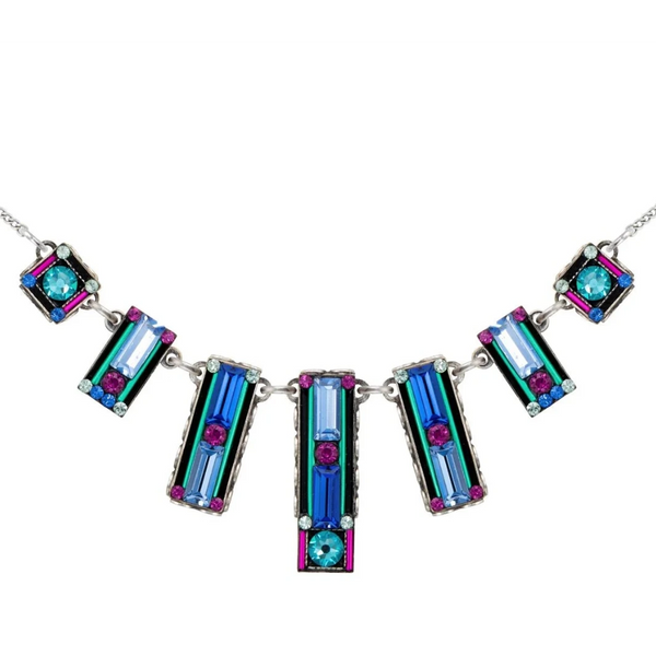 Firefly Mosaics Vibrant Architectural Light Turquoise Necklace