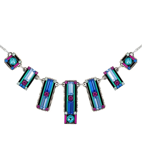 Firefly Mosaics Vibrant Architectural Light Turquoise Necklace