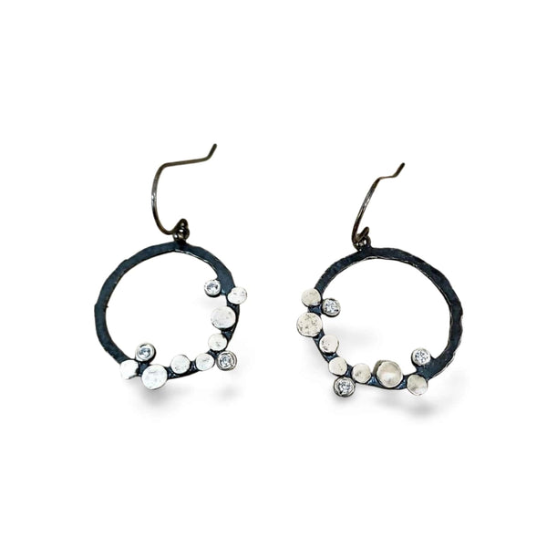 Israeli Captivating Dynamic Sterling CZ Hoop Earrings