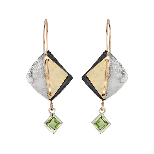 Israeli Dganit Hen Arches Of Light And Shadow With Green Peridot Earrings