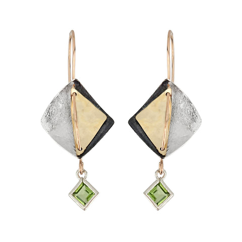Israeli Dganit Hen Arches Of Light And Shadow With Green Peridot Earrings