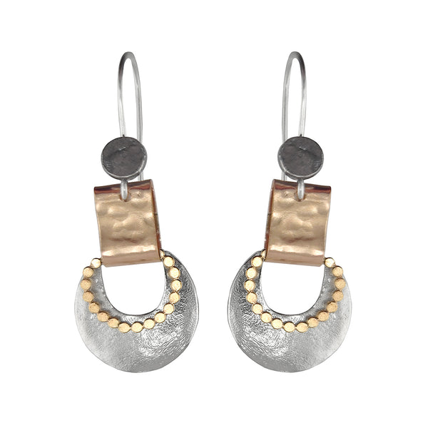 Israeli Dganit Hen Captivating Mixed Metal Contrast Hoop Earrings
