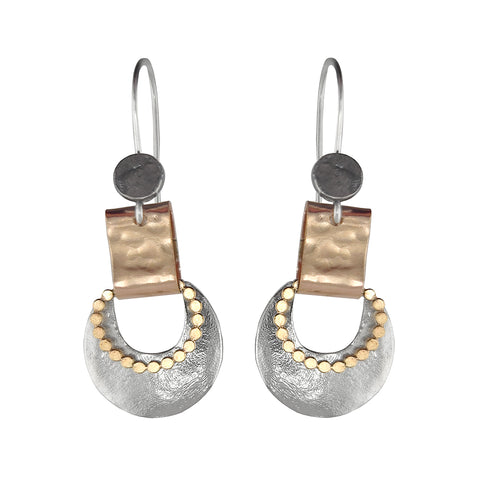 Israeli Dganit Hen Captivating Mixed Metal Contrast Hoop Earrings