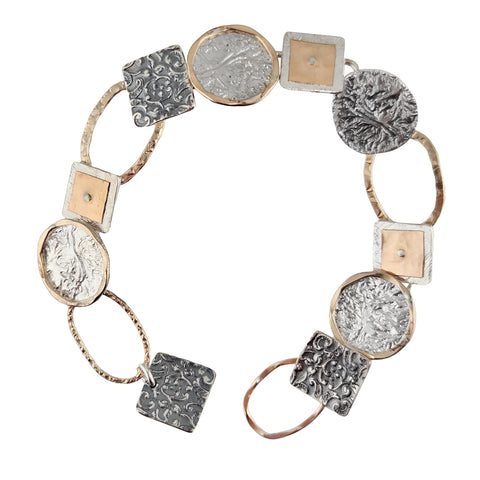 Israeli Dganit Hen Eclectic Artisan Tree Of Life Linked Bracelet