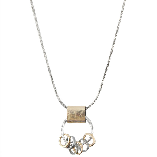 Israeli Dganit Hen Folded Gold Dynamic Rings Necklace