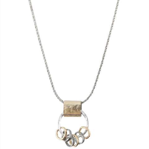 Israeli Dganit Hen Folded Gold Dynamic Rings Necklace