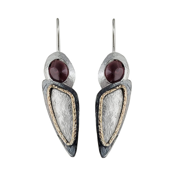 Israeli Dganit Hen Garnet Montage Hint Of Gold Earrings