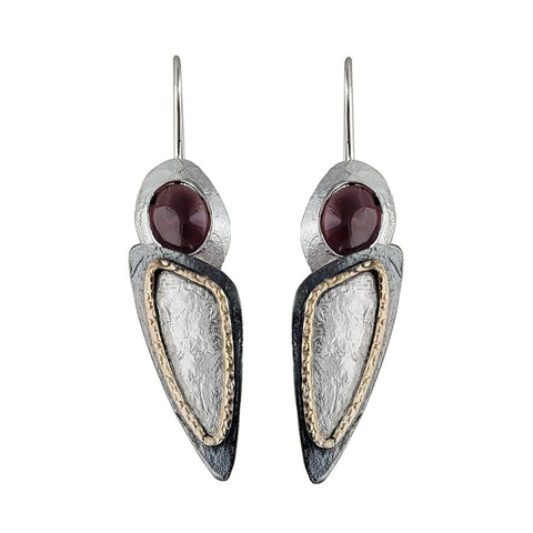 Israeli Dganit Hen Garnet Montage Hint Of Gold Earrings