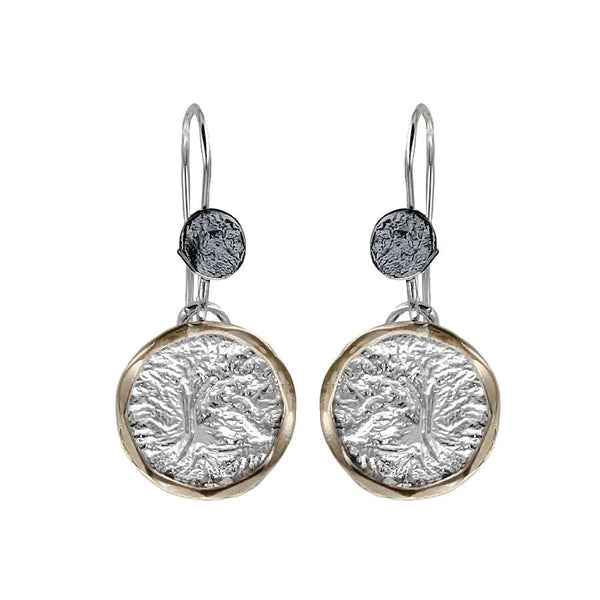 Israeli Dganit Hen Gold Encircled Tree Of Life Earrings