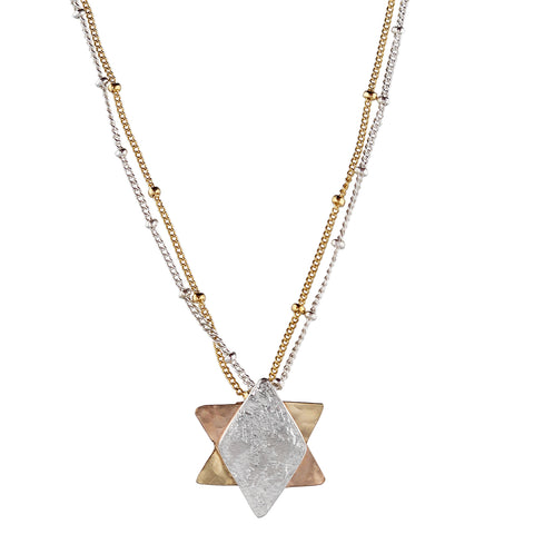 Israeli Dganit Hen Layered Diamond Star Of David Necklace