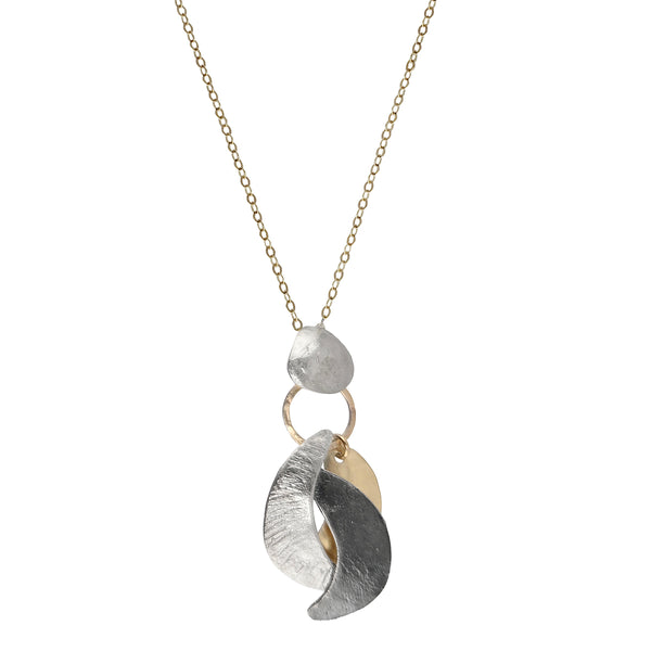 Israeli Dganit Hen Layered Moon Crescents Pendant Necklace 