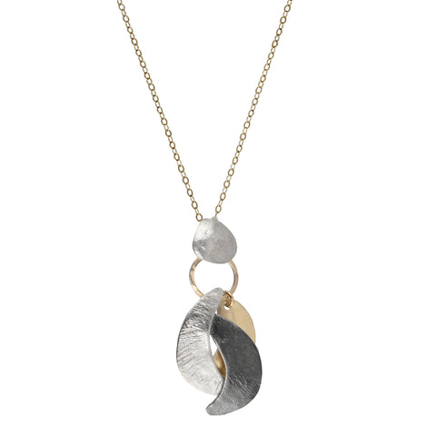 Israeli Dganit Hen Layered Moon Crescents Pendant Necklace 