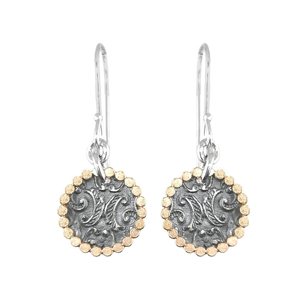 Israeli Dganit Hen Minimalist Golden Dotted Paisley Frame Earrings 