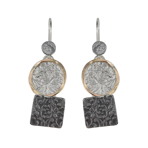 Israeli Dganit Hen Nature Inspired Encircled Tree Of Life Earrings 