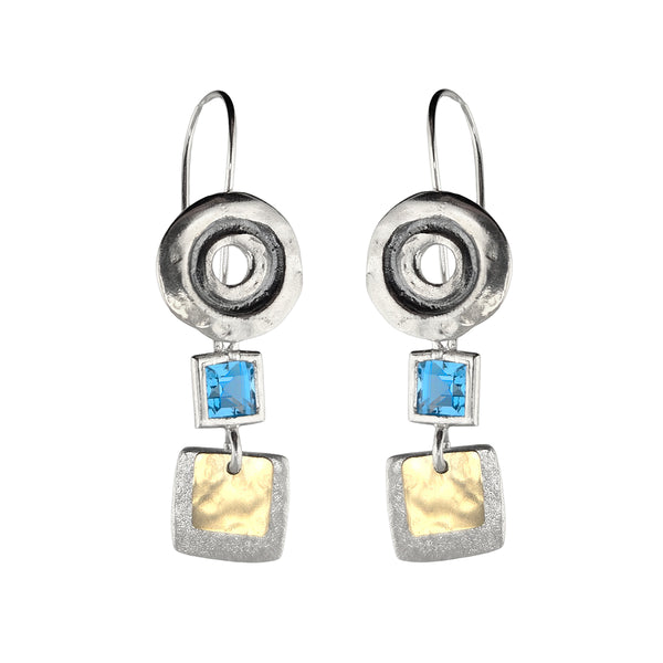 Israeli Dganit Hen Ocean Kiss Blue Topaz Earrings