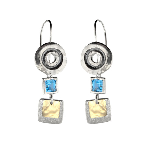 Israeli Dganit Hen Ocean Kiss Blue Topaz Earrings
