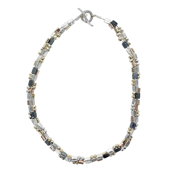 Israeli Dganit Hen River Of Silver And Gold Necklace