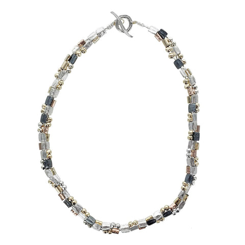 Israeli Dganit Hen River Of Silver And Gold Necklace