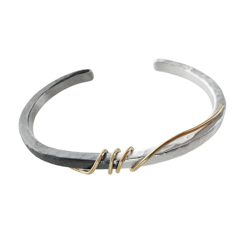  Israeli Dganit Hen Sterling Gold Wrapped Cuff Bracelet