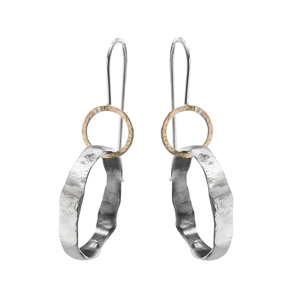Israeli Dganit Hen Sterling In Gold Linked Hoops Earrings
