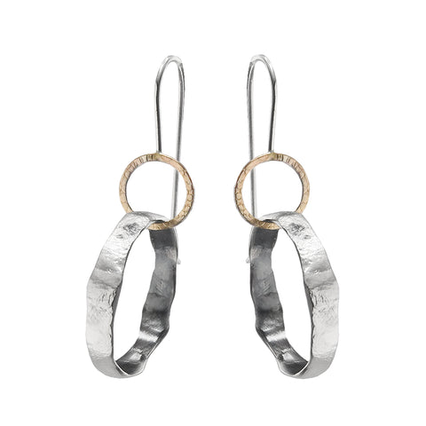 Israeli Dganit Hen Sterling In Gold Linked Hoops Earrings
