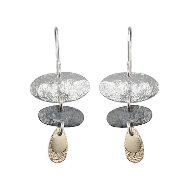 Israeli Dganit Hen Three Drifting Linked Tiers Earrings