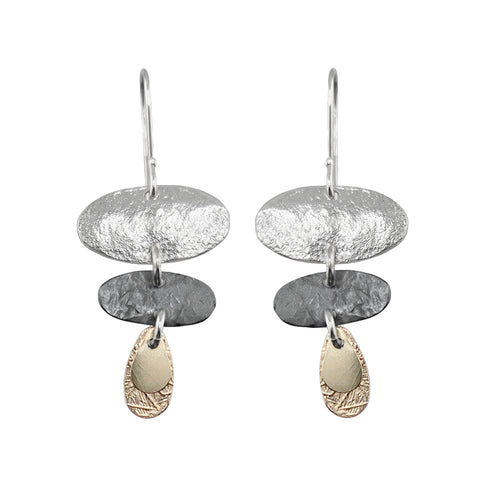 Israeli Dganit Hen Three Drifting Linked Tiers Earrings