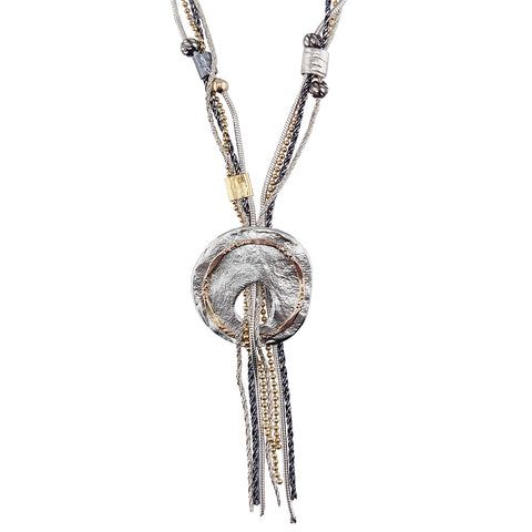 Israeli Dganit Hen Waterfall Tassel Necklace Closer View