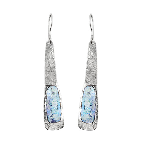 Israeli Echoes of Antiquity Long Hinged Roman Glass Earrings