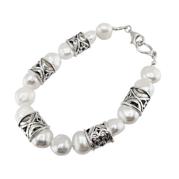 Israeli Ethereal Elegance Artful Contrast Pearl Bracelet