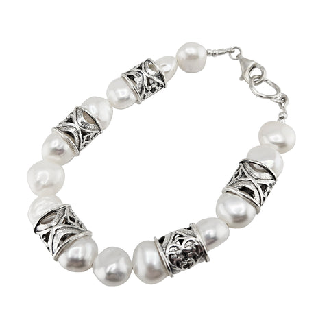 Israeli Ethereal Elegance Artful Contrast Pearl Bracelet