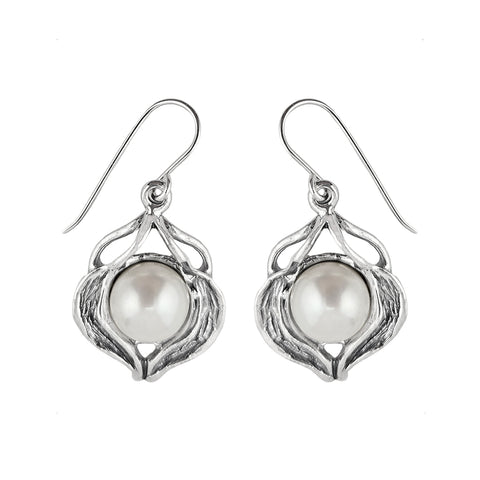 Israeli Freshwater Pearl Blossom Earrings 