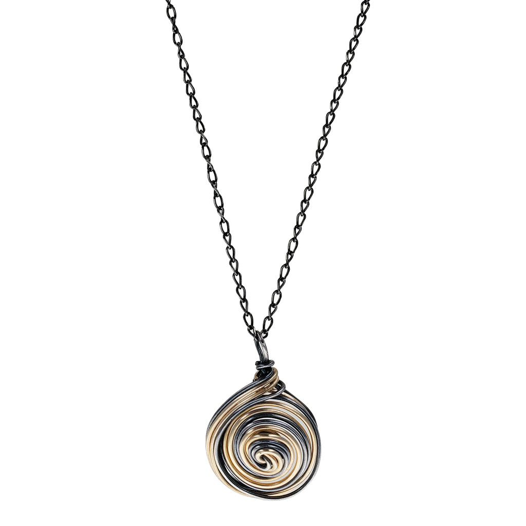 Israeli Gold Silver Flowing Spiral Pendant Necklace – Sheva