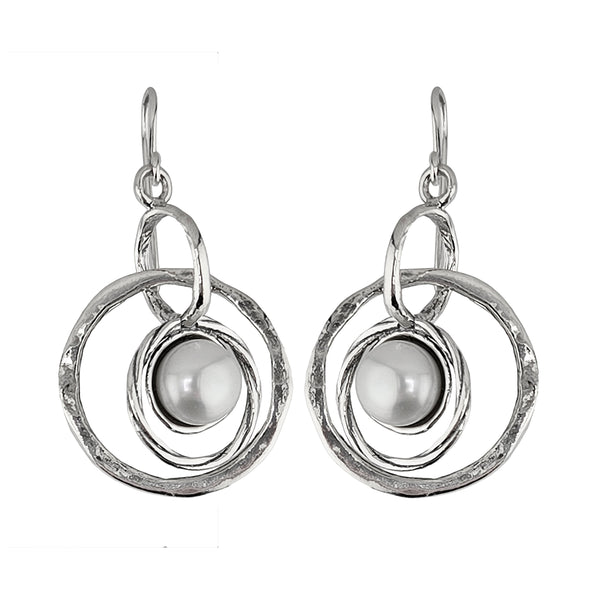 Israeli Hoop Dance Pearl Earrings