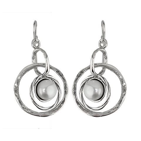 Israeli Hoop Dance Pearl Earrings