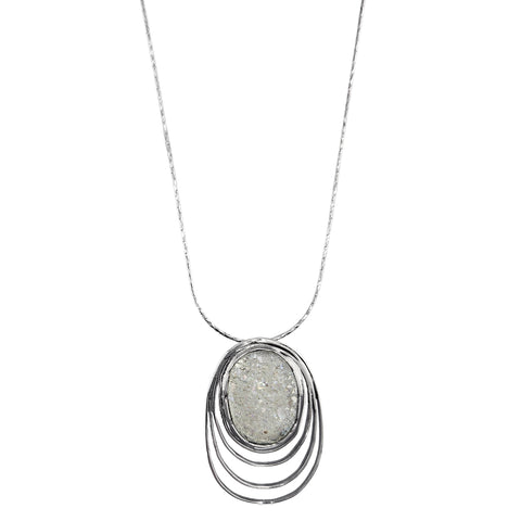 Israeli Iridescent Roman Glass Oval Reflections Necklace