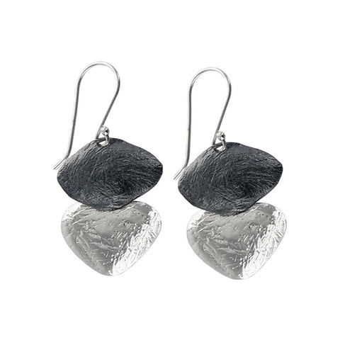 Israeli Silver Black Double Layer Earrings By Ithil