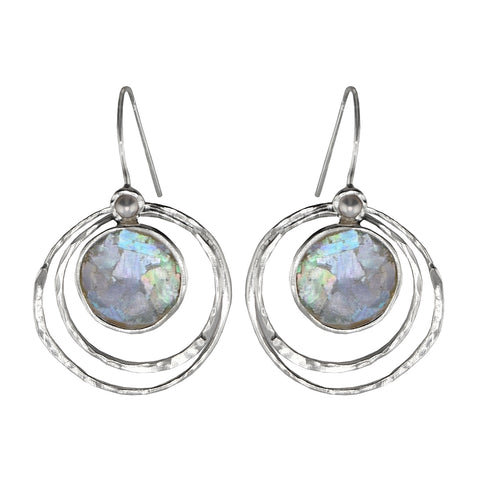 Israeli Mediterranean Roman Glass Pearl Hoop Earrings