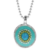 Israeli Minimalist Blue Opal Pools Pendant Necklace Closer View