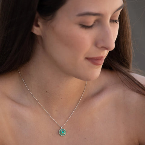 Israeli Minimalist Blue Opal Pools Pendant Necklace On