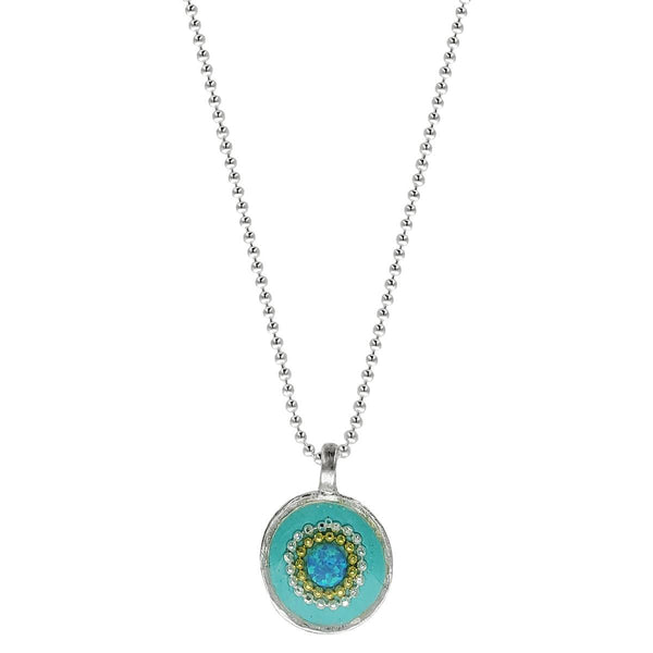 Israeli Minimalist Blue Opal Pools Pendant Necklace