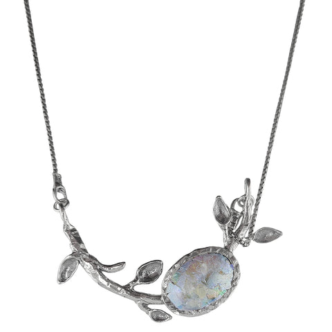 Israeli Roman Glass Draping Vine Necklace